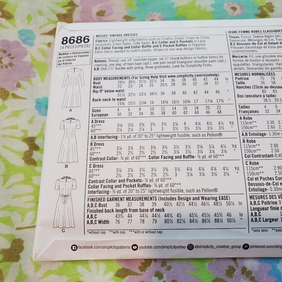 NEW Simplicity Vintage 1940's Dress Sewing Pattern - Picture 4 of 6